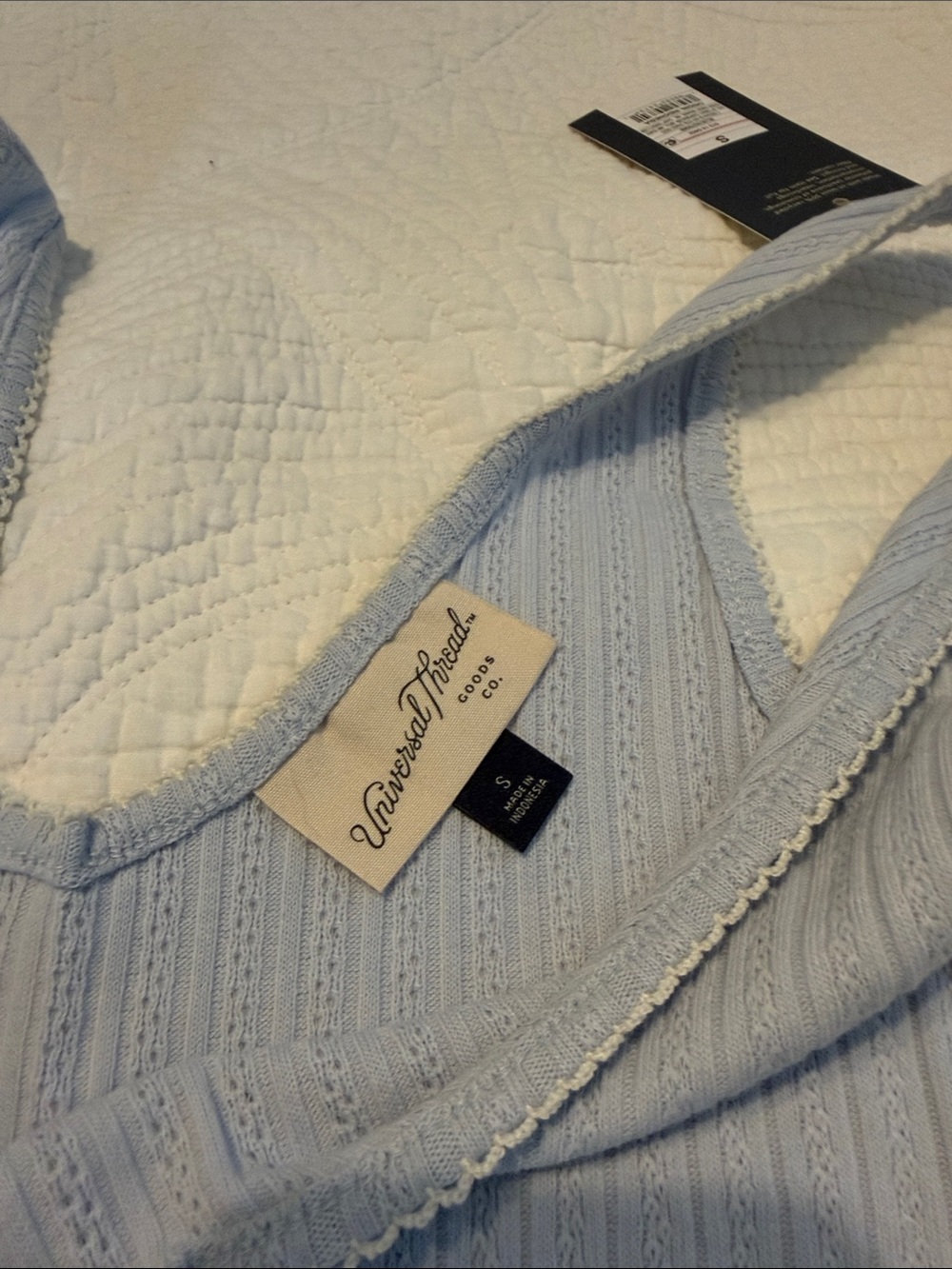 Universal Thread Light Blue Ribbed V-Neck Tank - Picture 2 of 4